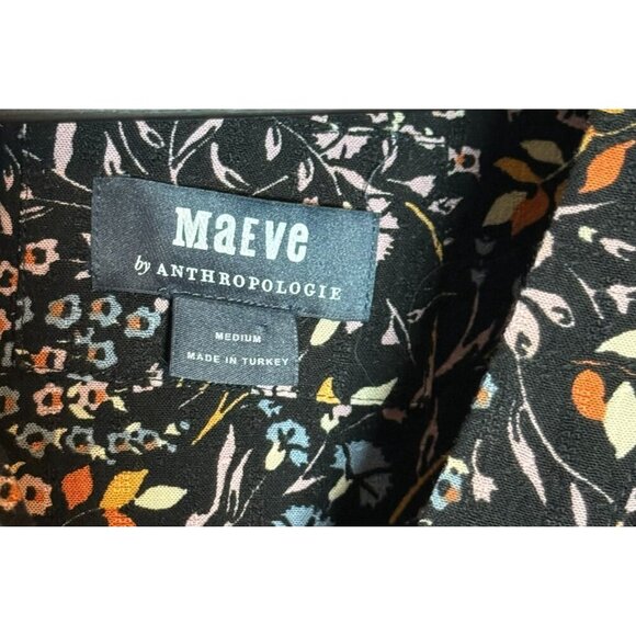 Maeve by anthropogie Floral Tunic Dress Womens Size Medium Lightweight V-Neck 3/ - Picture 5 of 10